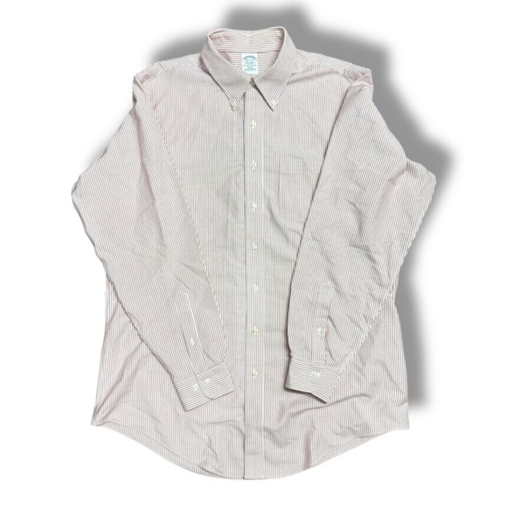 Brooks Brothers Mens Red Button Down‎ Shirt 17 1/2-6/7 Slim Fit Striped